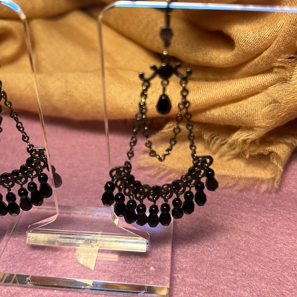 Black costume chandelier earrings
